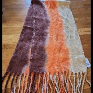 Fuzzy Burnt Orange & Brown Scarf
